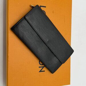 Louis Vuitton Monogram Sarah Long Wallet Leather Black